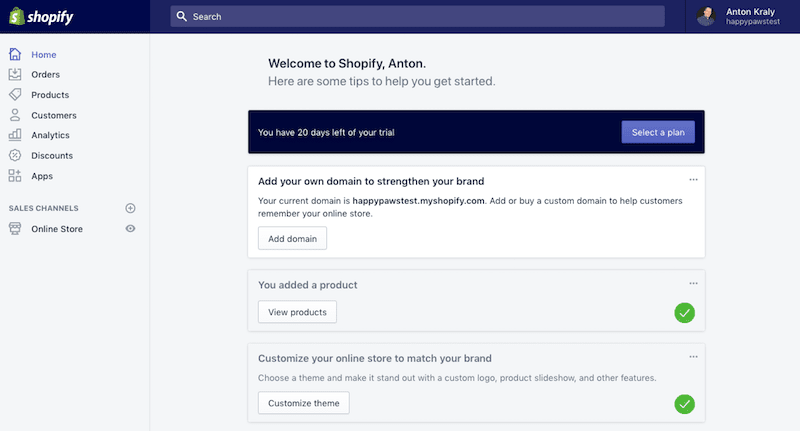 shopify dashboard shopify dashboard