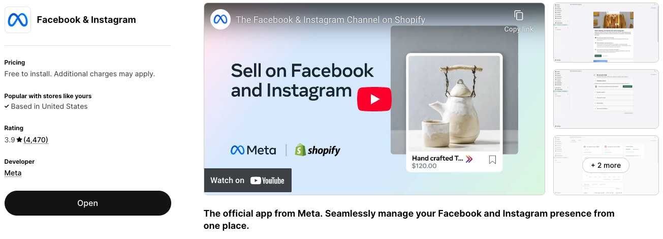 Facebook and Instagram - Shopify App - Shopify App Store Preview