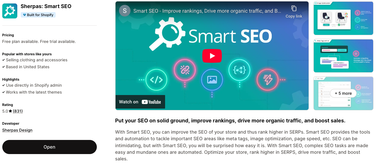 Smart SEO - Shopify App - Shopify App Store Preview